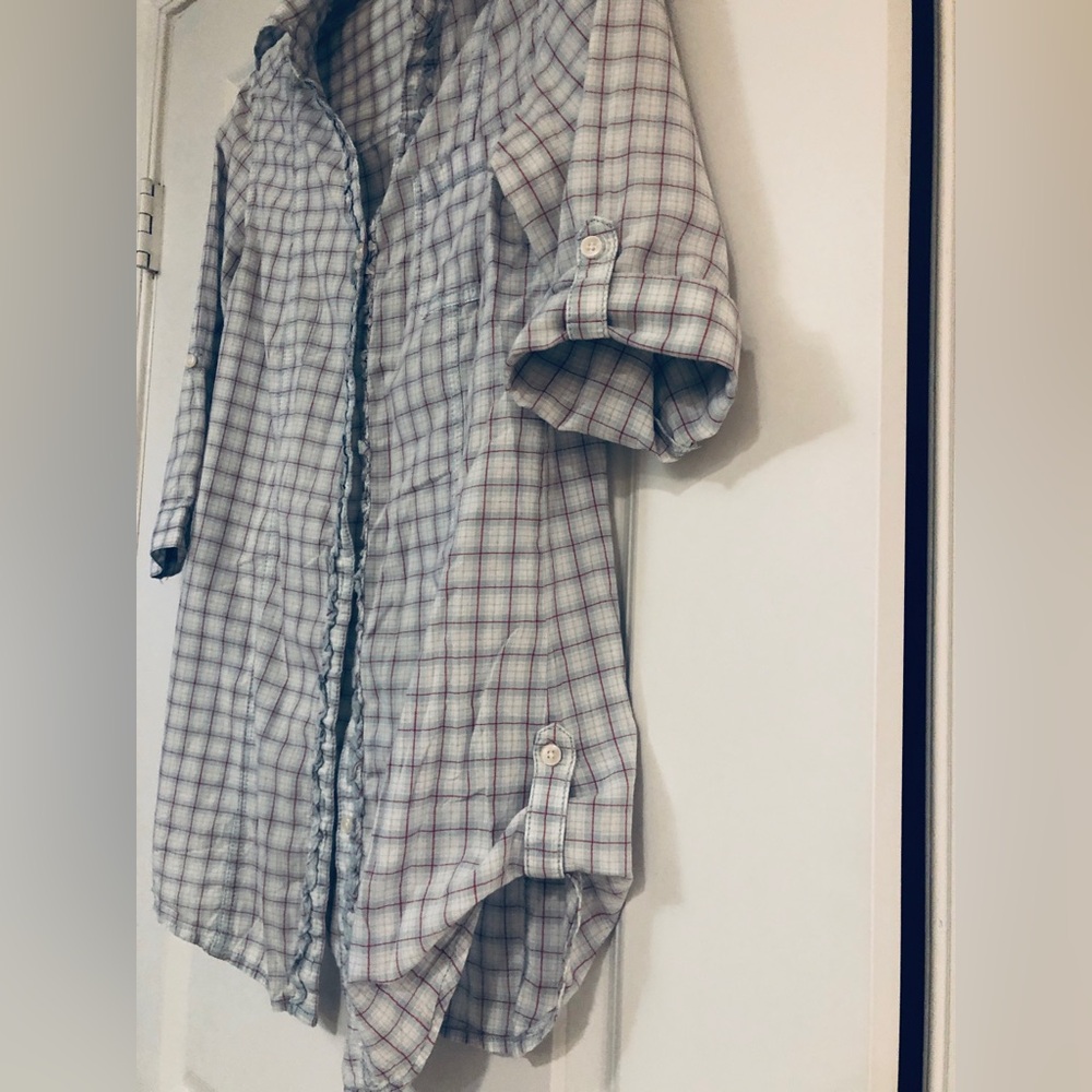 Plaid Button Down with Ruffle Trim - Picture 5 of 8